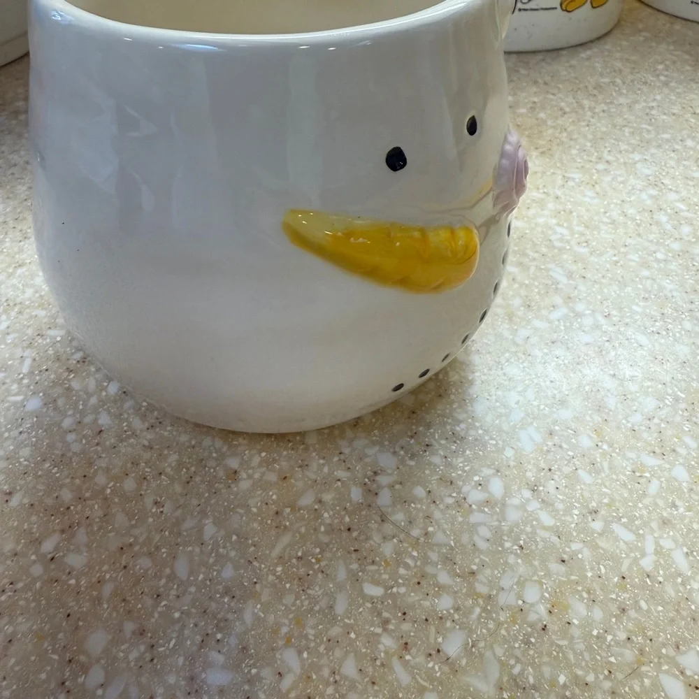 Pier 1 Snowman Mug Hand Painted Dolomite Christmas Holiday Festive Cup